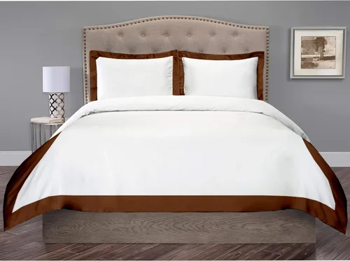 Vista 20 de Hotel Luxury - Juego de funda de edredón de 3 piezas de doble tono, 850 hilos, 100% algodón orgánico, colección de ropa de cama de alta calidad