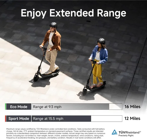 Vista 5 de Segway Ninebot E2 Plus II/E2 Pro/E3 Pro Electric Scooter, 15.5–20 MPH, Long Range, Dual Elastomer Suspension (E3 Pro only), Foldable Adult Scooter