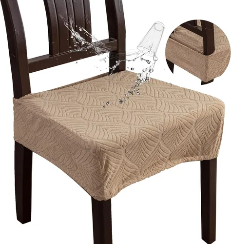 Vista 15 de Fundas de asiento para silla de comedor, extraíbles y lavables, juego de 2, fundas de cojín de asiento de silla de jacquard, protectores