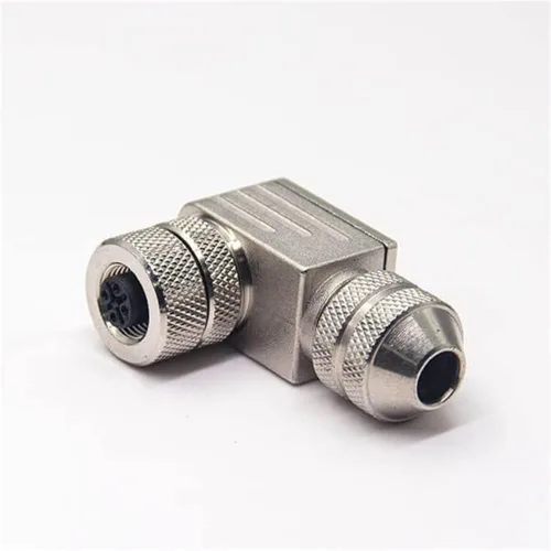 Vista 3 de Elecbee 5 unids M12 campo cable conector ángulo recto un código impermeable 5 Pin hembra metal enchufe Shiled