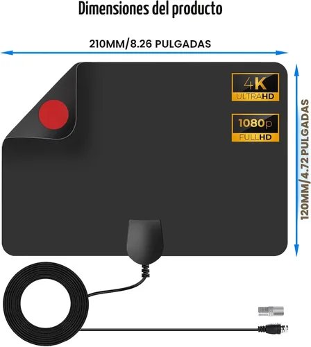 Vista 7 de Antena de TV para interiores, antena de TV digital 2026 para canales locales, antena HDTV para TV sin cable para TV inteligente/antigua Recepción