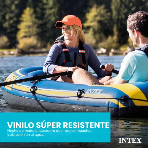 Vista 5 de Set de Bote Hinchable Intex Challenger 2: Incluye Remos Deluxe de 48 Pulgadas y Bomba de Alta Potencia Amarillo