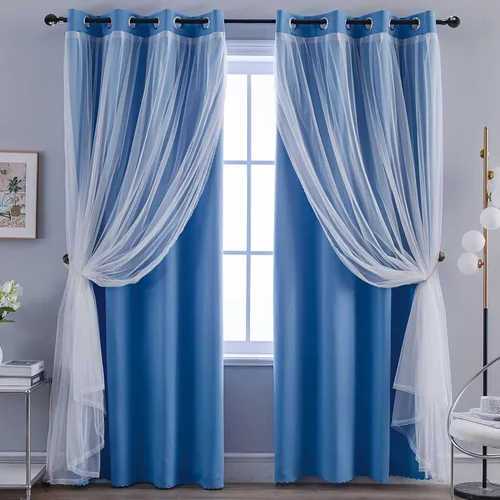 Vista 32 de Anytime Cortinas opacas y transparentes para ventana, par de paneles de cortinas lisas con ojales en la parte superior, 35 pulgadas de ancho x 63