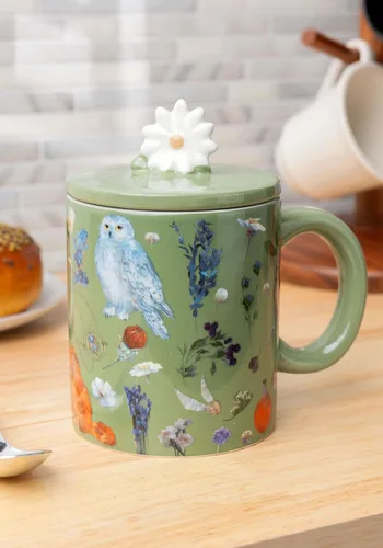 Vista 2 de Silver Buffalo Harry Potter Fantasy Floral Taza de cerámica de 18 onzas estándar