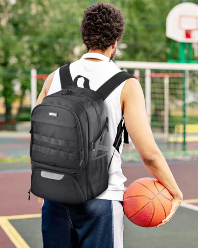 Vista 2 de BROTOU - Bolsa de baloncesto, mochila de fútbol, mochila de voleibol, mochila para fútbol, bolsa deportiva para gimnasio con compartimento