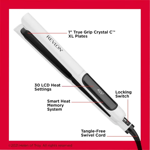Vista 8 de REVLON Crystal C + plancha digital de cerámica para el cabello, brillo de larga duración y menos encrespamiento, (1 pulgada)
