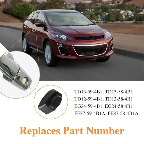 Vista 4 de Par de tapas de botón de interruptor de manija de puerta con opción sin llave compatible con Mazda 6 Speed 6 CX-7 RX-8 CX-9 MX-5, repuesto #