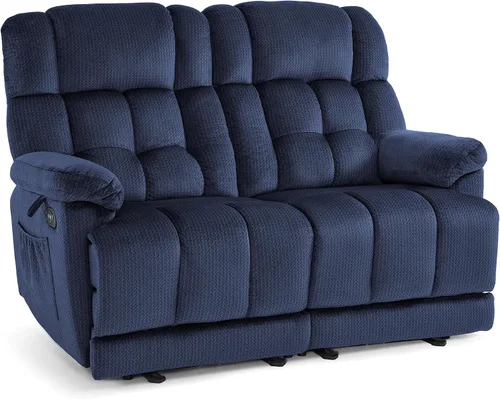 Vista 16 de MCombo Sillón reclinable de gravedad cero con consola, masaje con calor y vibración, sofá reclinable con puertos USB, portavasos para sala de estar