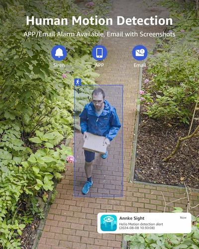 Vista 5 de ANNKE Paquete de 2 cámaras de seguridad para exteriores Wi-Fi complementarias 2K, cámaras IP de vigilancia inalámbricas de 3MP con detección humana