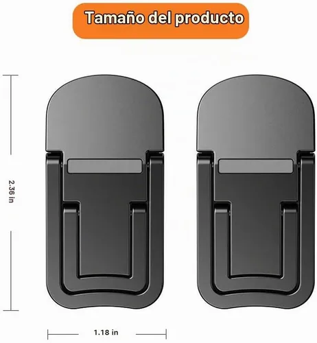 Vista 5 de Mini soporte plegable de aleación de zinc, 2 piezas, elevador de teclado de computadora portátil con 2 ángulos ajustables, soporte invisible Negro