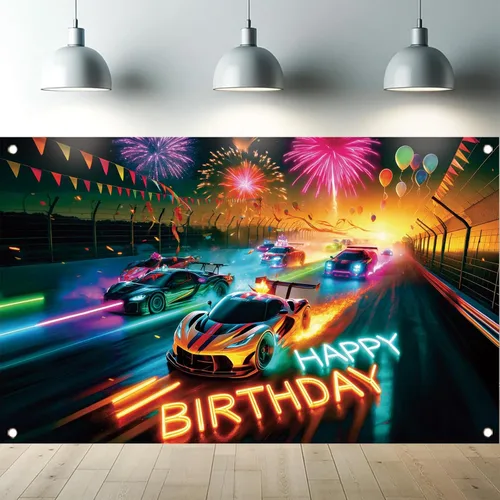 Vista 11 de Telón de Fondo Pancarta de Feliz Cumpleaños de Carreras de Fórmula 1 Fondo de Fotografía de Auto F1 Decoraciones de Fiesta de Carreras Suministros
