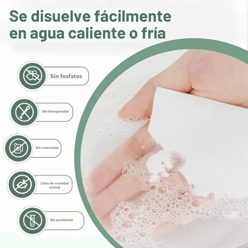 Vista 4 de Hojas de detergente para ropa de 260 cargas, aroma fresco, tiras de jabón ecológicas sin líquido, a base de plantas, suministros de lavado