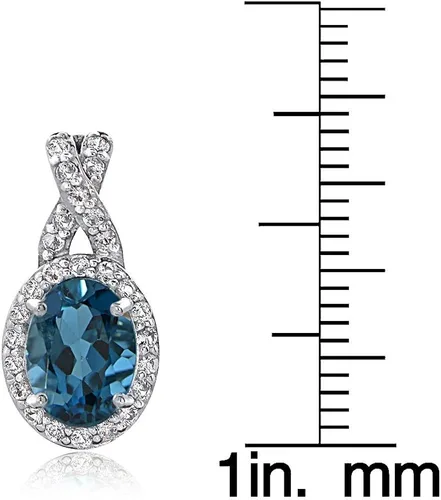 Vista 4 de Aretes ovalados de plata de ley auténtica, creados o simulados, topacio blanco y gota en X para mujer