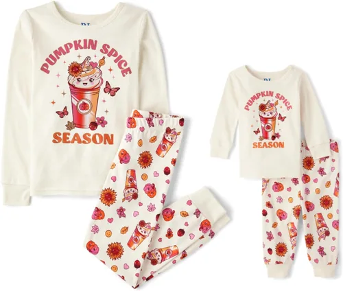 Vista 8 de The Children's Place Kids' Sibling Matching Halloween and Holiday Pajama Sets, Cotton