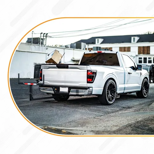 Vista 8 de Extensor de caja de camioneta, diseño 2 en 1 plegable, capacidad de carga de 800lbs, Extensor de enganche para plataforma de camioneta para kayak