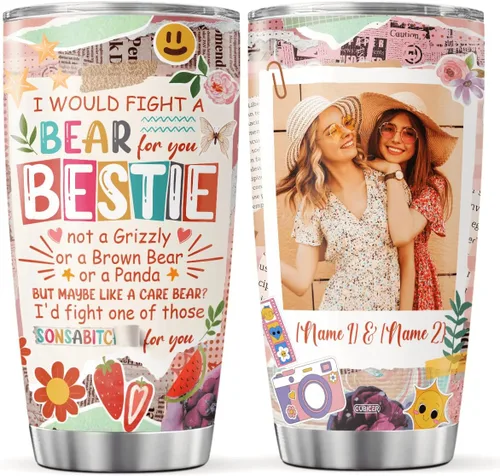 Vista 12 de CUBICER Vasos de café personalizados con foto personalizada para mejores amigos, tazas de té con tapa, frases divertidas, nombre personalizado