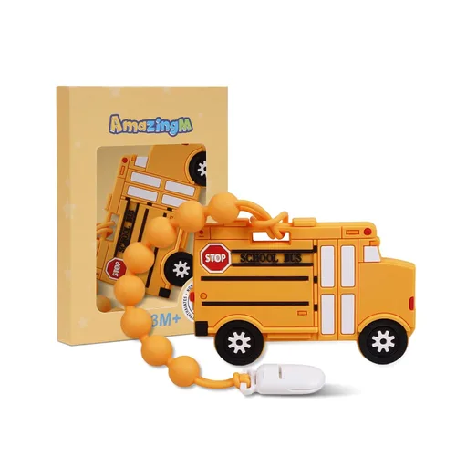 Vista 10 de Juguete mordedor de silicona de grado alimenticio para bebés con soporte para chupete, juguetes de dentición, juego de regalo para niños y niñas a