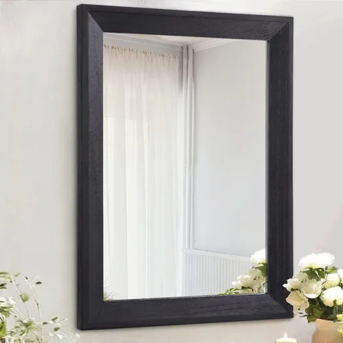 Vista 12 de AAZZKANG Espejos rústicos para pared, espejo rectangular con marco de madera, decorativo para granja, dormitorio, baño, sala de estar, pequeño