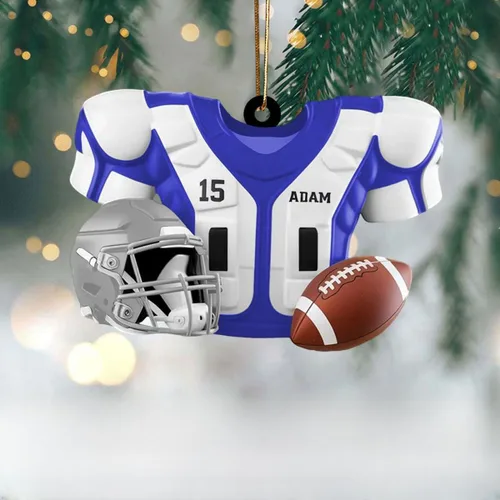 Vista 12 de Adorno de Navidad de fútbol americano personalizado, adorno de fútbol americano, adornos de Navidad de fútbol americano personalizados, adornos