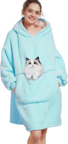 Vista 2 de Aemilas Wearable Blanket Hoodie - Warm Sherpa Blanket Sweatshirt as Gifts for Adult Women Mom Men, One Size Fits All