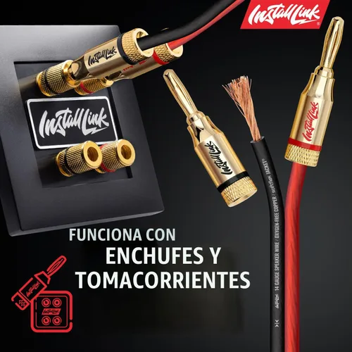 Vista 5 de Install Link Cable de altavoz calibre 14 AWG (30 pies) para automóvil o Rojo esmerilado/negro