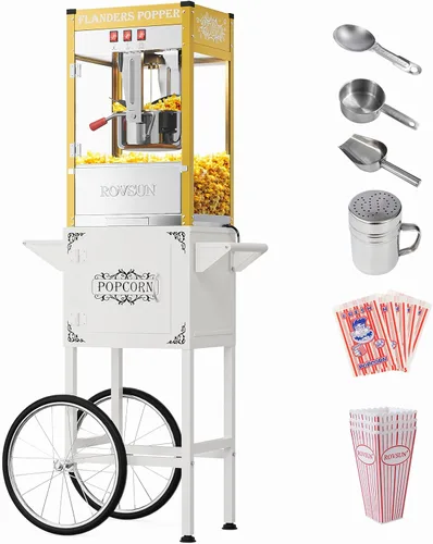 Vista 10 de Bonnlo Carrito de máquina de palomitas de maíz con hervidor de 10 onzas que hace hasta 40 tazas y luz de calentamiento, máquina de palomitas de maíz