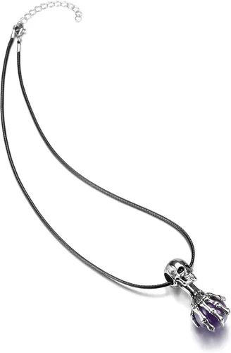Vista 5 de Jovivi Collar con colgante de bola de cristal envuelto para hombres y mujeres, piedras preciosas naturales, amuleto curativo, collar de cuarzo