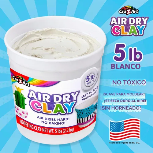 Vista 2 de Cra-Z-Art Arcilla Air Dry – Cubo de arcilla de modelado blanco natural de 5 libras, perfecta para esculpir, proyectos escolares, suministros