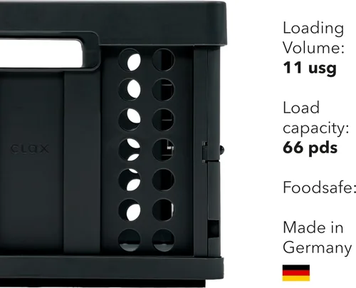 Vista 8 de Clax® caja caja plegable cesta 48 cuartos de galón (12 galones) negro