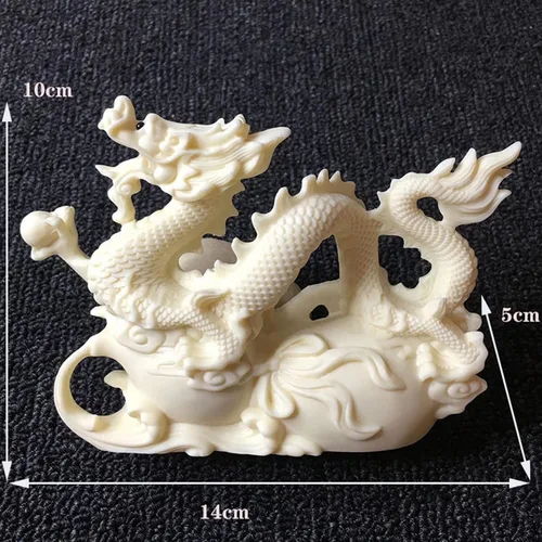 Vista 2 de Escultura de estatua de dragón blanco, dragón auspicioso del zodiaco chino, decoración de oficina en casa, regalo de negocios
