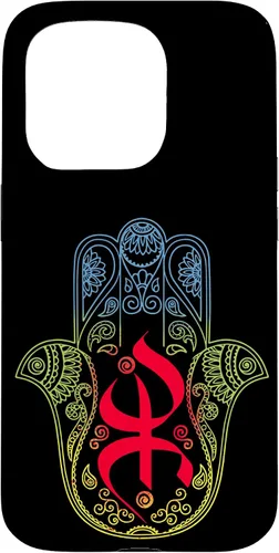 Vista 14 de Funda para iPhone 13 Pro Max Khamsa Amazigh Berber con símbolo de Yaz con colores vibrantes de la bandera