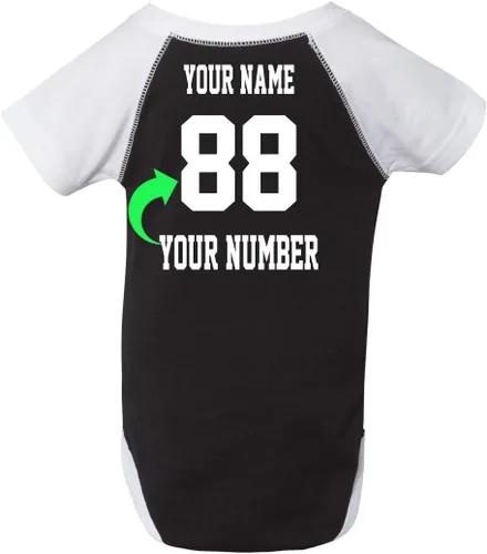 Vista 2 de Customized Infant Baseball Fine Jersey Bodysuit with Raglan Sleeves