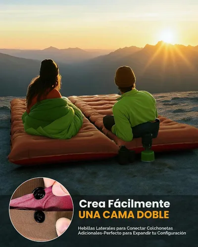 Vista 7 de Colchoneta de dormir para campamento, de 5.9 pulgadas de grosor, con almohada integrada y bomba de pie, almohadilla de dormir autoinflable