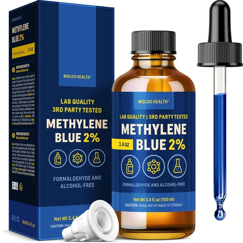 Vista 9 de WoldoHealth Gotas de Azul de Metileno 1% 3.4 Fl Oz - Alta pureza, ingredientes de grado farmacéutico USP, probados por terceros, sin formaldehído