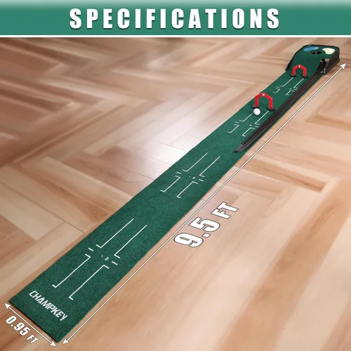 Vista 8 de CHAMPKEY Golf Putting Green Indoor - Advanced Guides Golf Putting Mat - Enhance Putting Accuracy and Challenge