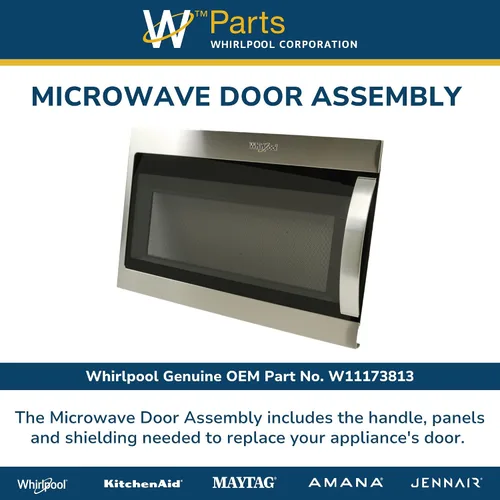 Vista 4 de Whirlpool W11173813 Pieza de repuesto de montaje de puerta de microondas OEM genuina - Sustituye