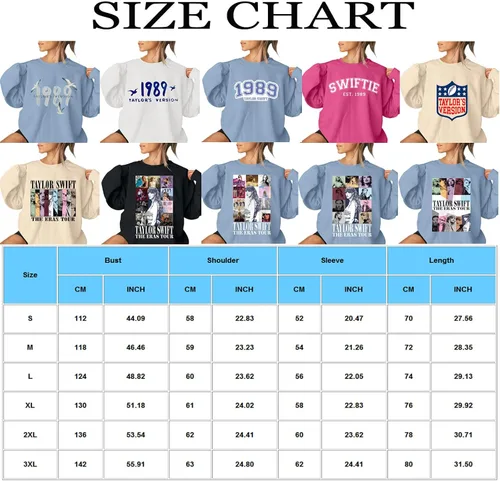 Vista 2 de 1989 Taylor'S Version Sudadera para mujer 1989 Sudadera de cuello redondo de manga larga traje de concierto casual holgado Tops