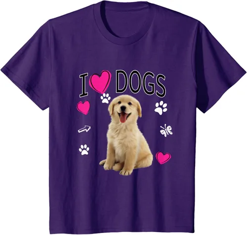 Vista 63 de Camiseta I Love Dogs - Camiseta Golden Labrador retriever, Azul Negro