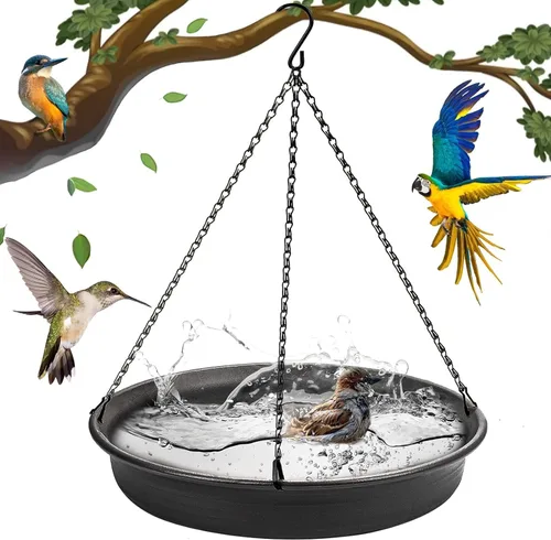 Vista 9 de Baño Colgante para Pájaros Alimentador Colgante para Pájaros - CARGEN Garden Bandeja de Baño para Pájaros Plato Alimentador de Vida Silvestre Cuenco