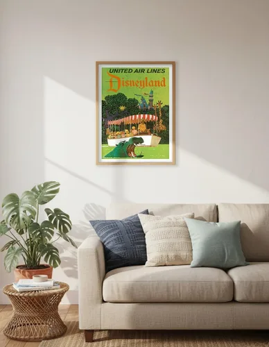 Vista 6 de California - Jungle Cruise Hippo - United Air Lines - Póster vintage de viaje de aerolínea por Stan Galli c.1960s - Impresión artística maestra
