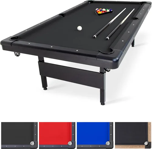 Vista 14 de GoSports 6, 7, or 8 ft Portable Billiards Tables - No Assembly, Includes Set of Balls, 2 Cue Sticks, Chalk, Felt Brush