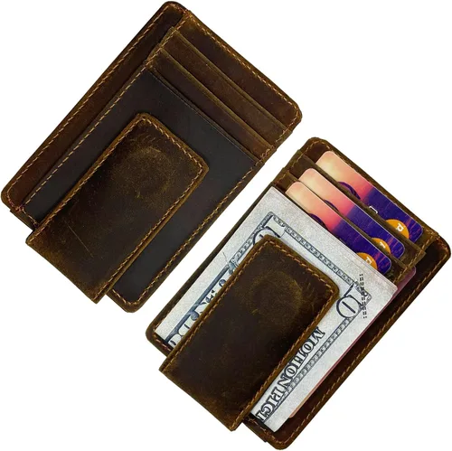 Vista 5 de Hopsooken broche para dinero cartera con bolsillo frontal cartera minimalista para hombre