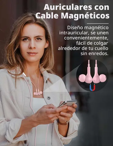 Vista 2 de Auriculares USB C para Samsung S26 S25 FE S24 A16 A17 Z Auriculares con Rosa