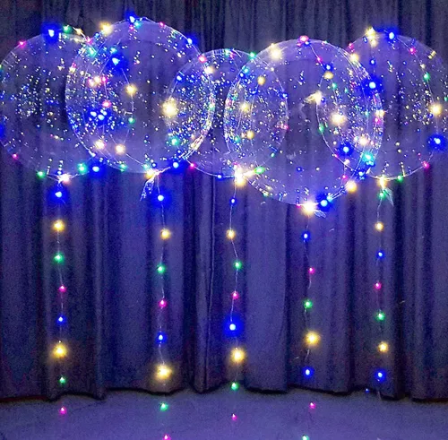 Vista 10 de Lightsfever 8 globos de fiesta con luces LED con pilas, luces blancas cálidas con globos Bobo transparentes para helio o aire, decoración del hogar