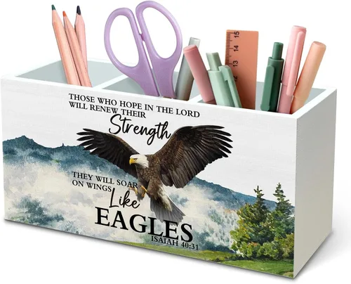 Vista 13 de DILSJ Hummingbird - Organizador de lápices inspirador para escritorio, regalos inspiradores para mujeres, citas motivacionales, caja de madera