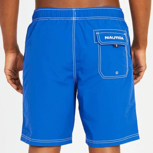 Vista 5 de Nautica Traje de baño sólido de secado rápido con logotipo clásico para hombre