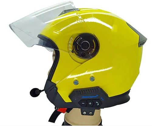 Vista 6 de Denpetec Intercomunicador de casco Bluetooth, sistema de comunicación de casco de motocicleta BT-12 compatible con manos libres, música estéreo