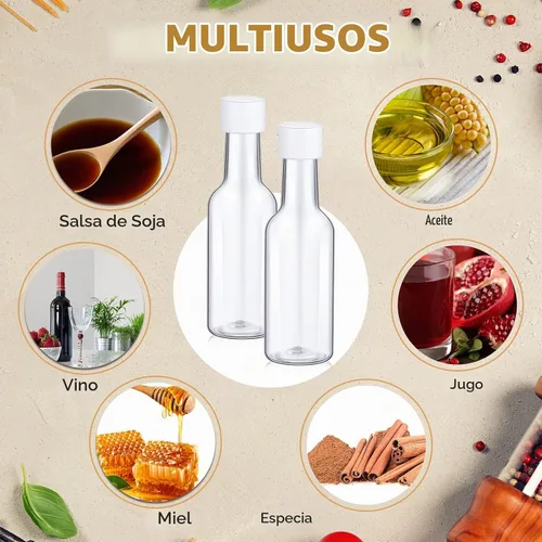 Vista 5 de Patelai Juego de 100 mini botellas de licor, botellas vacías de plástico de 1.7 onzas líquidas para fiestas, recipientes de alcohol con tapas, 6