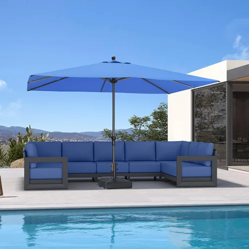 Vista 40 de PURPLE LEAF - Sombrilla de patio rectangular de 6' x 4', sombrilla de mesa para exteriores con marco de aluminio, sombrilla de mercado, sombrilla
