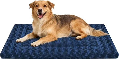Vista 24 de Tapete de cama para perro, almohadilla reversible para jaula de perro con alfombrilla lavable y espuma suave, cama plana para mascotas para perros